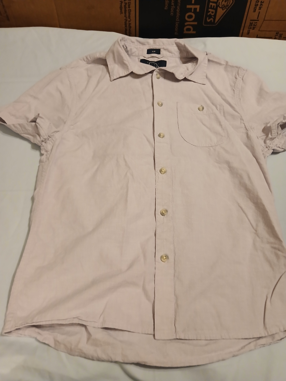 Casual Short-Sleeve Slim Button-Down Shirt - Light Purple by EvenTide